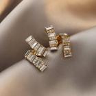 Sterling Silver Rhinestone Stud Earring 1 Pair - Gold - One Size