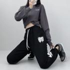 Long-sleeve Cropped Top / Harem Sweatpants