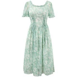 Short Sleeve Lace Up Tie Dye Dress (various Design)