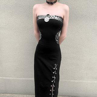 Strapless Leopard Sheath Dress