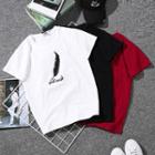 Short-sleeve Embroidered Feather T-shirt