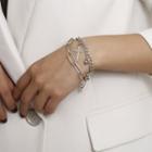 Cross Layered Chain Bracelet 0496 - White Gold - One Size