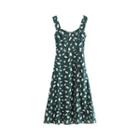 Sleeveless Petal Print Midi A-line Dress