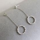 Rhinestone Hoop Dangle Earring 1 Pair - Silver - One Size