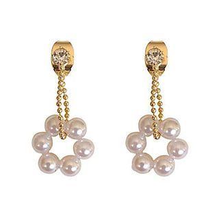 Faux Pearl Drop Earring 1 Pair - Drop Earring - S925silver - Gold - One Size