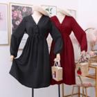 Lace-trim Tie-waist A-line Dress