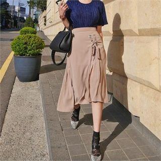 Lace Up-detail A-line Skirt