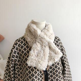 Faux Fur Scarf Milk Tea - One Size