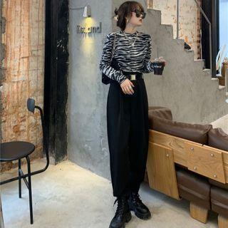 Long-sleeve Zebra Print T-shirt / Harem Pants