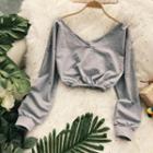 V-neck Cropped Long-sleeve Top