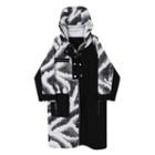 Pattered Zip-up Midi Hoodie Dress As Shown In Figure - One Size