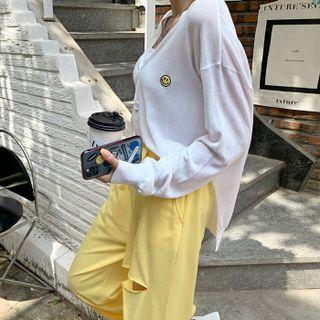 Smiley-patch Oversized Cardigan