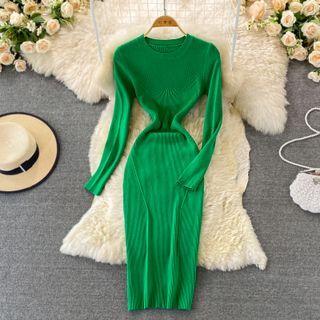 Round Neck Sheath Knit Dress