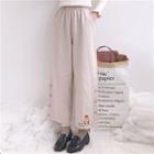 King Embroidered Wide-leg Pants Almond - One Size