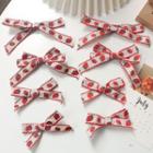 1 Pair Set: Strawberry Embroidered Ribbon Hair Clip / Hair Tie