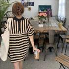 Collared Reversible Striped T-shirt Stripe - One Size