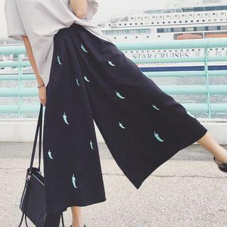 Feather Embroidered Culottes