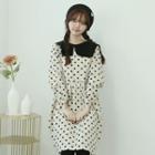 Pilgrim-collar Polka-dot Corduroy Dress
