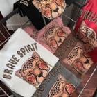 Short-sleeve Rhinestone Tiger Print T-shirt