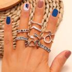 Set Of 9: Alloy Ring (assorted Designs) Silver - One Size