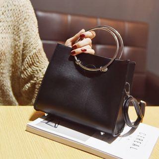 Faux-leather Mini Shoulder Bag With Pouch