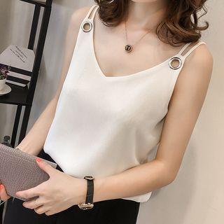 Double-strap V-neck Chiffon Top
