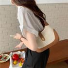 Two-tone Canvas Shoulder Bag Brown & White - One Size