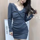 Knotted V-neck Dress
