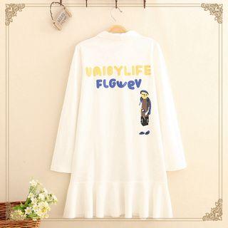 Flashlight Print Polo-neck Mini Pullover Dress
