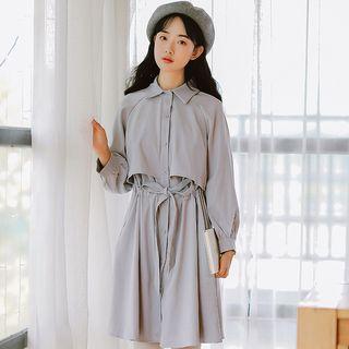 Collared Tie-waist Trench Coat
