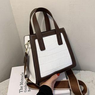 Top Handle Contrast Trim Crossbody Bag