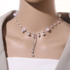 Pearl Rhinestone Necklace Silver - One Size