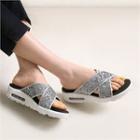 Glittered-strap Air-cushion Slide Sandals