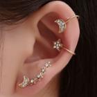 Set: Rhinestone Moon & Star Earring (assorted Designs) 01-4343 - Gold - One Size