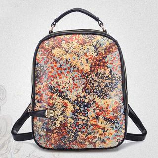 Faux-leather Floral Backpack