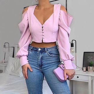 Cold Shoulder Crop Blouse
