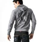 Printed & Embroidered Button-side Hoodie (gray)