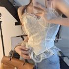 Lace Slim-fit Camisole Top Almond - One Size