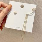 Non-matching Rhinestone Dangle Earring 1 Pair - 925 Silver Needle - One Size