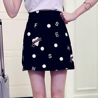 Dotted Mini A-line Skirt