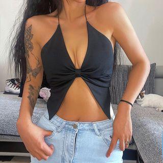 V-neck Bow Crop Tank Top
