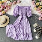Ruffle-detail Off-shoulder Floral Print Dress