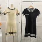 Stripe-trim Slim-fit Mini Dress