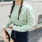 Plus Size Tag-patched Stripe T-shirt