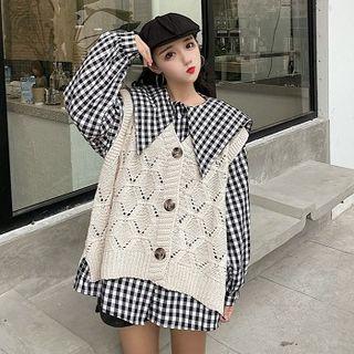 Knit Vest / Check Shirt