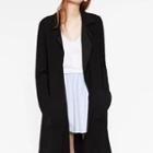 Notched-lapel Open-front Trench Coat