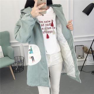 Print Hooded Trench Jacket