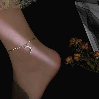 925 Sterling Silver Moon Anklet Moon - One Size