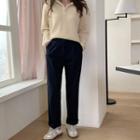 Pintuck-trim Wide-leg Cotton Pants