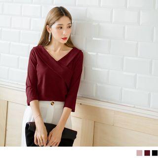 3/4 Sleeve V-neck Wrap Top